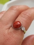 Нов сребърен пръстен с естествен корал и циркон, снимка 6