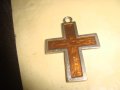 ДВУСТРАННО ЕМАЙЛИРАН АРТ ПОСРЕБРЕН МЕТАЛЕН КРЪСТ МЕДАЛЬОН 22238, снимка 5