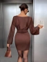 Нова къса кафява рокля с дълъг ръкав, снимка 3