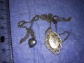 СТАРО ПОСРЕБРЕНО АР НУВО МЕДАЛЬОНЧЕ със СЪРЧИЦЕ и ВЕРИЖКА 37710, снимка 4