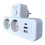 Щепсел 2500W с 2 гнезда, 2 x USB, 1 x USB-C FastCharge 20W, снимка 1