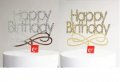 Happy Birthday с камъчета сребрист златист пластмасов топер табела украса декор за торта рожден ден, снимка 1 - Други - 33356384