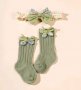 комплект детски чорапки с лента, снимка 1 - Бебешки чорапи - 38780852
