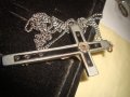 МНОГО СТАР ЙЕРУСАЛИМСКИ КРЪСТ НАГРЪДНО РАЗПЯТИЕ ПОСРЕБРЕНО РЯДКО със СТОМАНЕНА ВЕРИЖКА 21128 , снимка 3