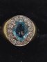 Златен пръстен с брилянти и топаз-злато 14 к., снимка 1 - Пръстени - 43553662