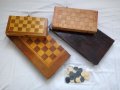 Табла и шах, дървена кутия, дървени фигури, пулове за игра на табла, дървена табла , снимка 1