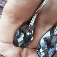 Масивни сребърни обеци с кристали Swarovski / проба 925, снимка 8 - Обеци - 32726661