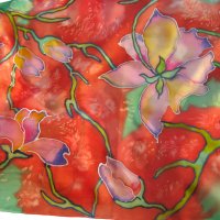 Ръчно изработен копринен шал с лотосови цветя като най-добър подарък, за да покажете вашата любов, снимка 3 - Шалове - 38570905