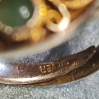 сребърен пръстен с позлата и кехлибар, снимка 4 - Пръстени - 43062766