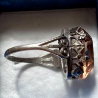 Руски сребърен пръстен с опушен кварц , снимка 3 - Пръстени - 40225322