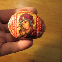 Стара  малка икона Богородица с младенеца - за зачатие и раждане на дете, съхранение на вътрешната ч, снимка 2 - Икони - 38843483