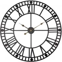 Голям ретро стенен часовник черни индустриални метални стенни часовници без тиктакащ шум тихи ретро, снимка 1 - Стенни часовници - 39970462