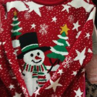 Меки финни коледни пуловери, червецвят с снежинки и картинка снежен човек  за 2,3,4,5,6,7,8,9години, снимка 3 - Детски пуловери и жилетки - 38973327