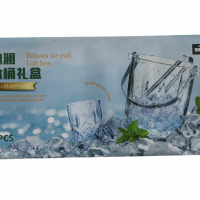 Комплект от деликатно стъкло,6 чаши и купа за лед с удобни щипки, снимка 4 - Чаши - 44877811