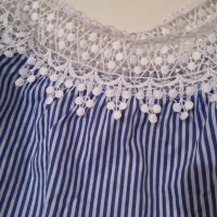 Нова блузка синьо бяло райе М размер морска, снимка 5 - Корсети, бюстиета, топове - 36854093
