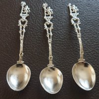 Комплект изящни сребърни лъжички за кафе, снимка 4 - Антикварни и старинни предмети - 39209750