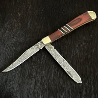 Висококачествен компактен колекционерски джобен сгъваем нож Elk Ridge Trapper Pakkawood.(ER954WBCR), снимка 2 - Ножове - 43021162
