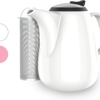 Verre Collection Керамичен чайник с термоустойчива дръжка и подвижен стоманен инфузер 1400 ml бял, снимка 1 - Аксесоари за кухня - 44070749
