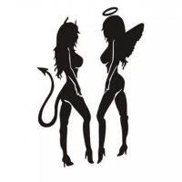 Лепенка за кола 2 секси момичета дявол и ангел, снимка 1 - Аксесоари и консумативи - 27557685