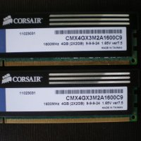 Рам памет Corsair XMS3 4GB (2x2GB) DDR3 1600MHz,PC3-12800,CMX4GX3M2A1600C9, снимка 2 - RAM памет - 43116720
