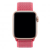 Текстилна каишка band за Apple Watch 7, 6, 5, 4, 3 - велкро hibiscus pink  цвят, снимка 2 - Каишки за часовници - 32357154