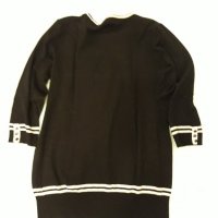 Свободна черна блуза 3/4 ръкав с бяла гарнитура и кокетни копчета сребърни, фино плетиво , снимка 9 - Блузи с дълъг ръкав и пуловери - 37414688