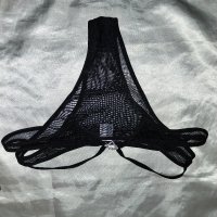  L Черна изрязана бикина от прозрачен еластичен тюл със сърце, снимка 5 - Бельо - 43681092