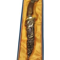 Сувенирен гравиран нож кинжал с дръжка елен и кубур, снимка 4 - Ножове - 43869180