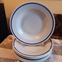 чинии със син кант , снимка 1 - Чинии - 43188400