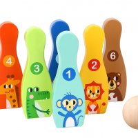 Детски дървен боулинг Tooky toy, снимка 3 - Игри и пъзели - 39463465