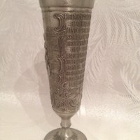 Немска старинна калаена чаша на столче "Lindenwirthin" лична колекция, снимка 3 - Антикварни и старинни предмети - 43036625
