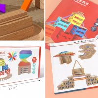 Креативен строител 100 бр. с дървени пластини от масивно дърво City Blocks, снимка 7 - Образователни игри - 36816217