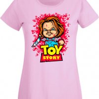 Дамска Тениска Toy Story Chucky Изненада,Повод,Подарък,Празник, снимка 2 - Тениски - 37639266