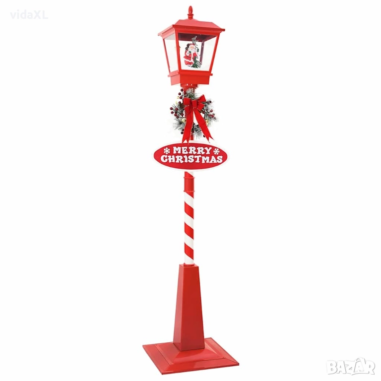 vidaXL Коледен уличен лампа с фенер Червено 40,5x40,5x180см Пластмаса(SKU: 42017508), снимка 1