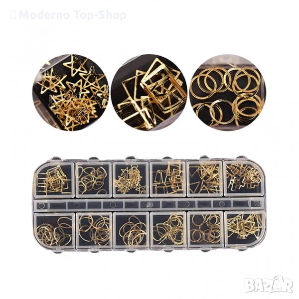 Златисти елементи за декорация на маникюр., снимка 1