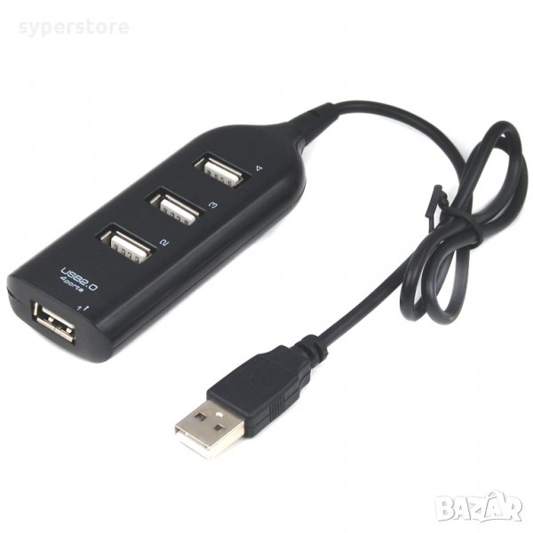 USB Разклонител USB Хъб HUB0001    4 изхода черен , снимка 1