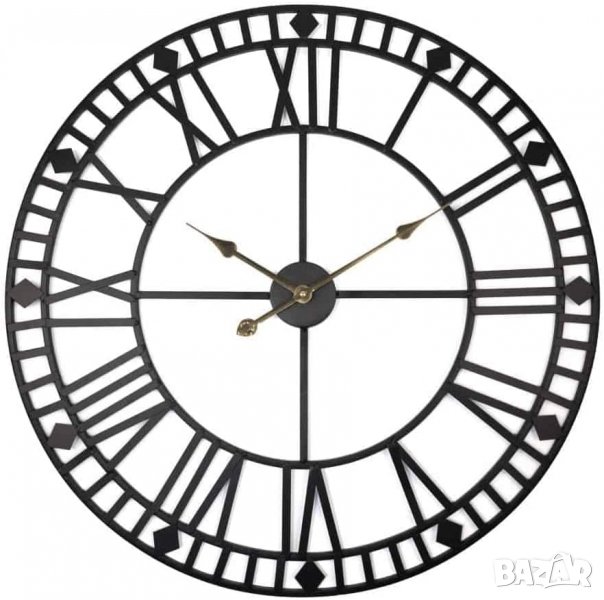 Голям ретро стенен часовник черни индустриални метални стенни часовници без тиктакащ шум тихи ретро, снимка 1