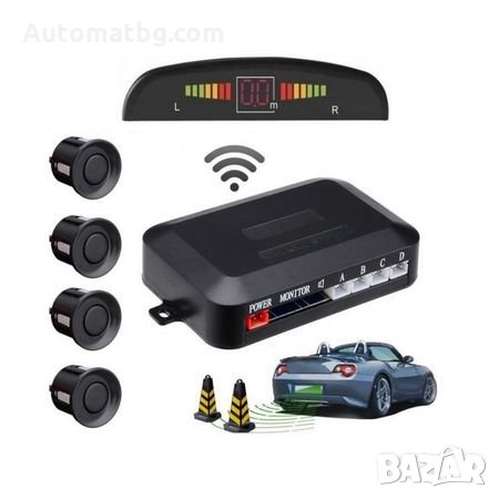 Парктроник Безжичен Automat, Parking sensor с четири черни сензора и дисплей, снимка 1