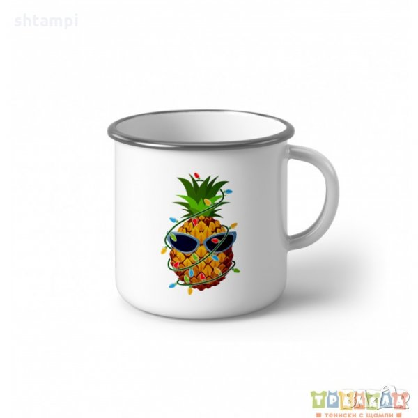 Метално Емайлирано канче Коледен ананас, снимка 1