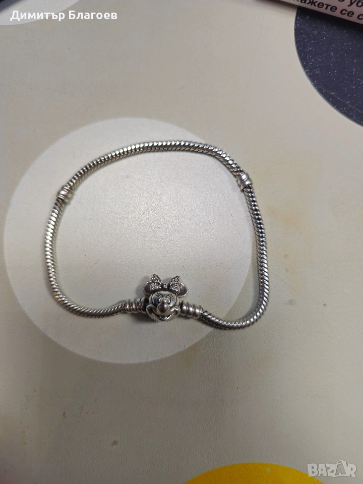 Disney x Pandora Moments Pavé Minnie Mouse Clasp Snake Chain, снимка 1