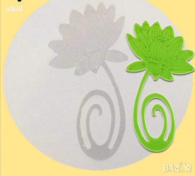 Лотус с дръжка силиконов молд форма фондан подходящ и за книгоразделител смола, снимка 1