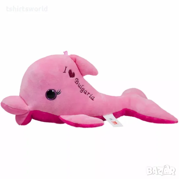 Нов голям плюшен делфин „I love Bulgaria“ в розово със звук, снимка 1
