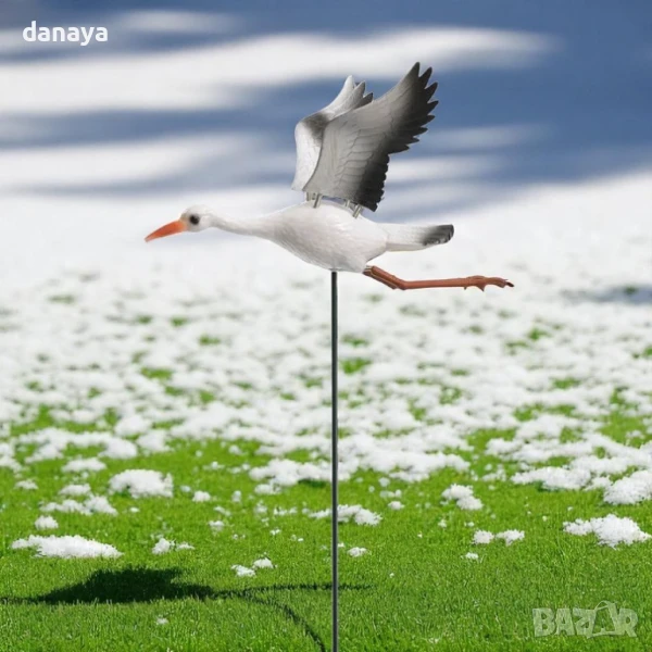 5942 Градинска декорация Щъркел на пръчка, 63 см, снимка 1