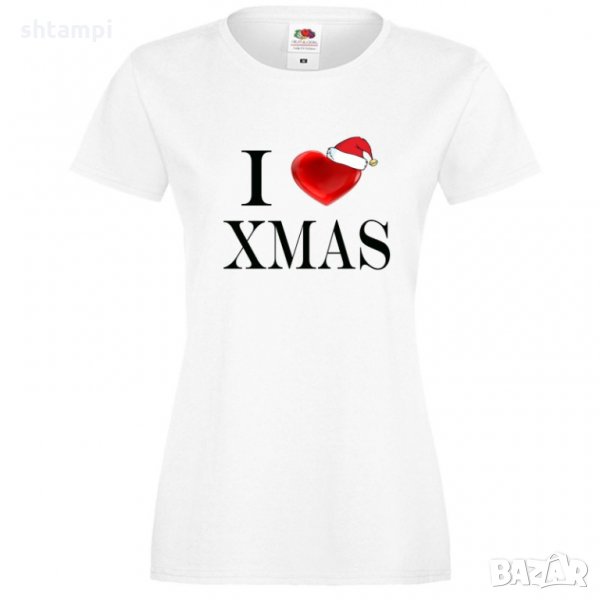 Дамска тениска Коледа I Love XMAS, снимка 1