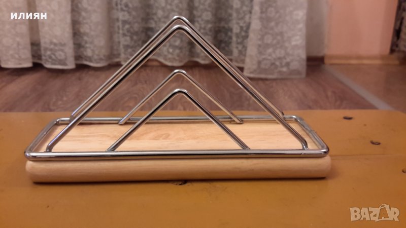 Поставка за салфетки от дърво и метал , снимка 1