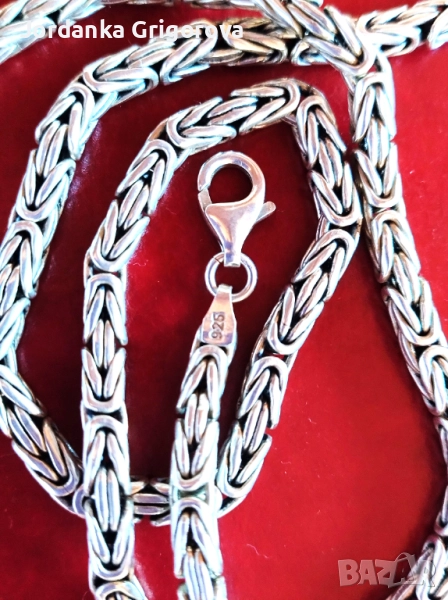 Сребърен синджир кралска плетка квадрат - проба на среброто 925  , снимка 1