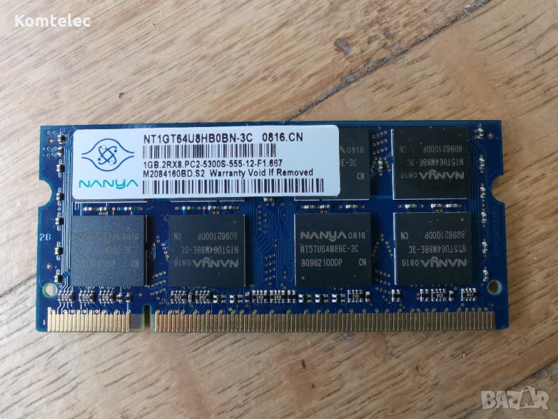 1GB 2RX8 PC2-5300S-555 DDR2 667Mhz 200PIN CL5 1.8V SODIMM Laptop, снимка 1