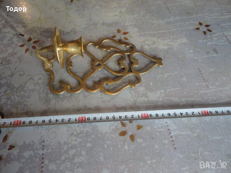 Страхотен ажурен бронзов свещник за стена , снимка 1