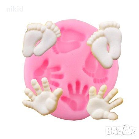 Малки бебешки ръчички крачета силиконов молд форма декорация торта фондан украса, снимка 1
