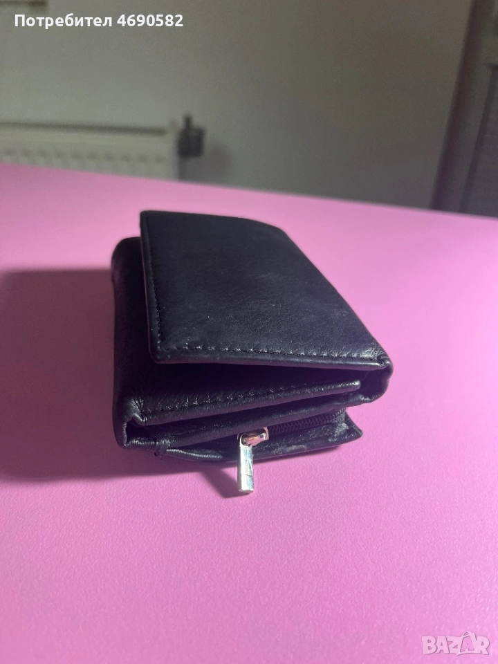 Черен портфейл от естествена кожа, снимка 1